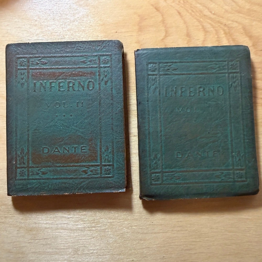 Dante Inferno Vol I & II Little Leather Library Vintage Miniature Books Green